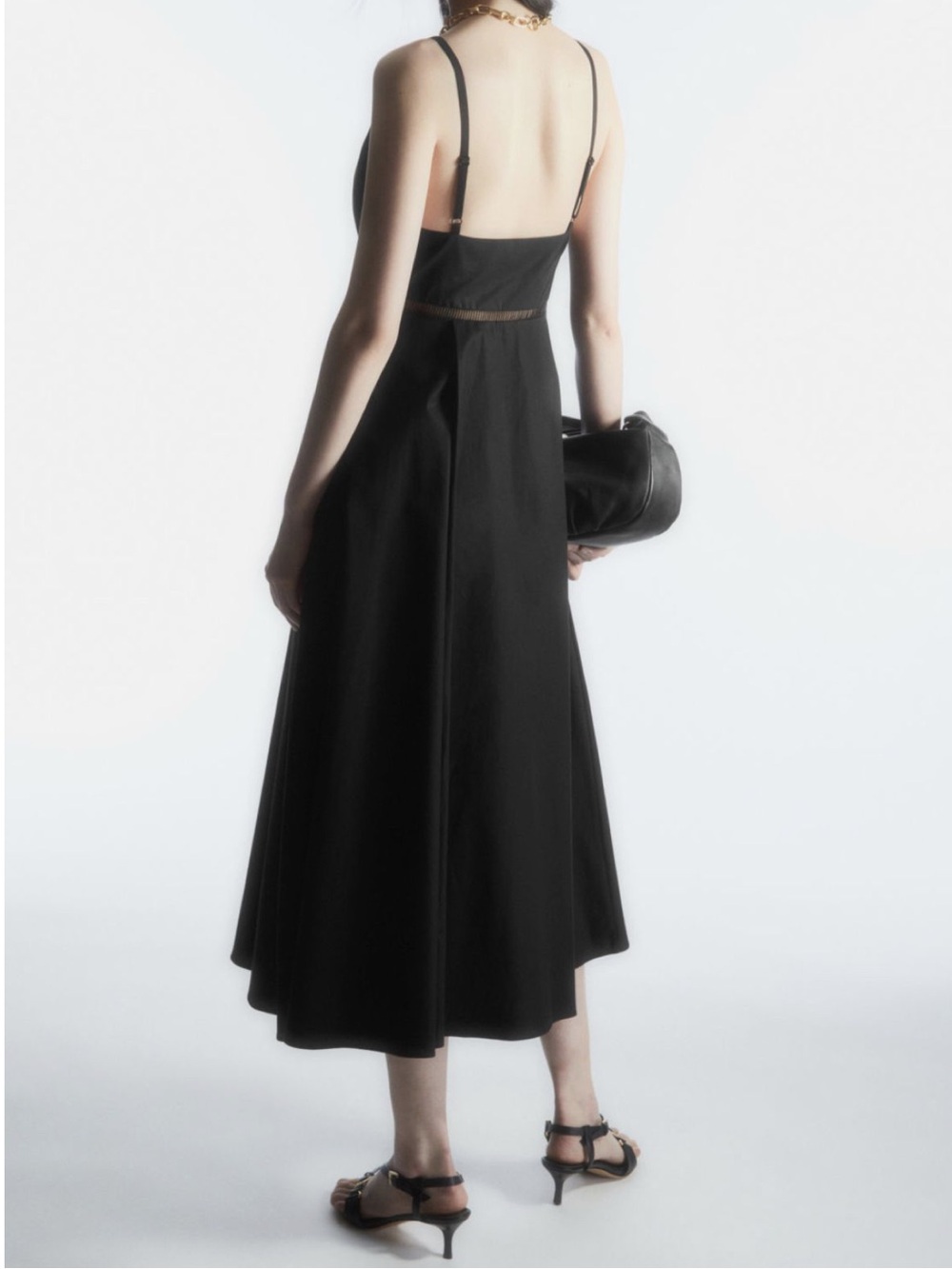 COS Black V-Neck Midi Dress - Picture 3 of 17